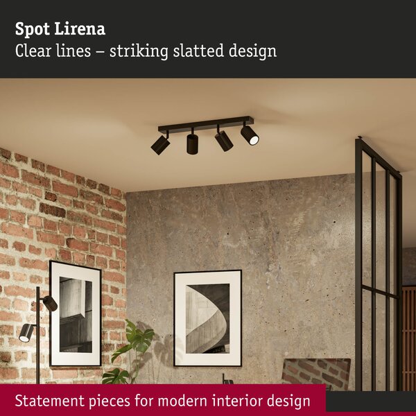 Paulmann 94922 Lirena, černá stropní svítidlo s 4 reflektory, 3xGU10, délka 53cm