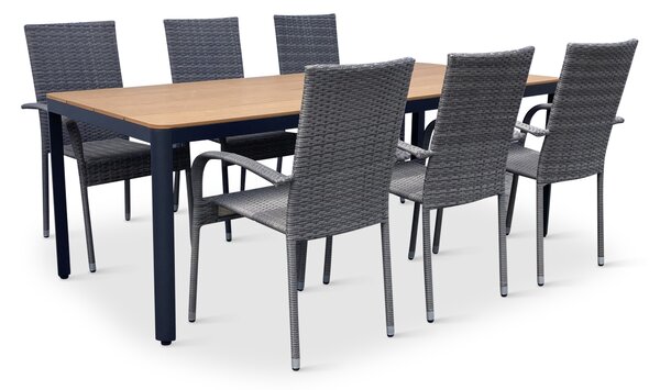 Noela Zahradní jídelní set Milano + 6x ratanová židle Paris PREMIUM