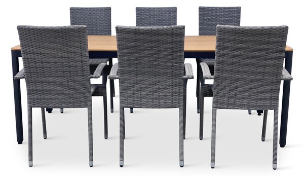 Noela Zahradní jídelní set Milano + 6x ratanová židle Paris PREMIUM