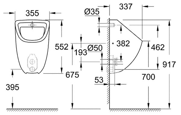 Grohe Bau Ceramic pisoár 39438000