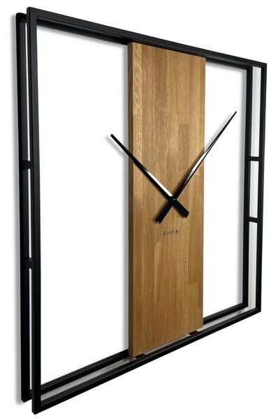 Designové nástěnné hodiny v kombinaci dřeva a kovu 80 cm