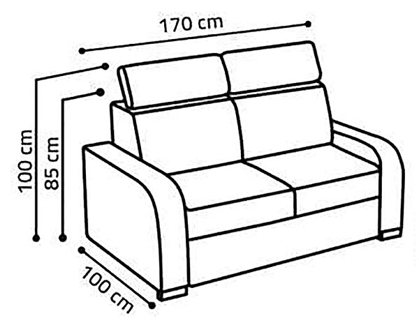 Pohovka OSLO 2 | 170 cm | nerozkládací | polohovatelné záhlavníky | VÝBĚR TKANIN