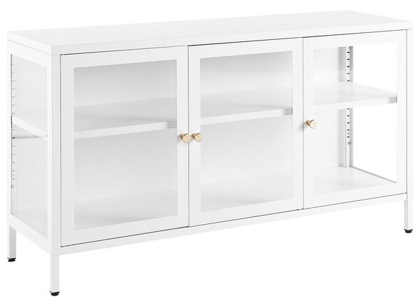 Prosklená komoda NEWPORT Kov 115 cm Bílá