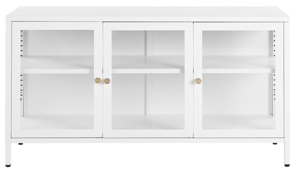 Prosklená komoda NEWPORT Kov 115 cm Bílá