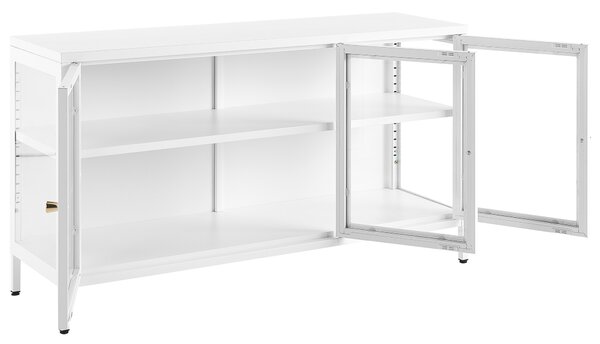 Prosklená komoda NEWPORT Kov 115 cm Bílá