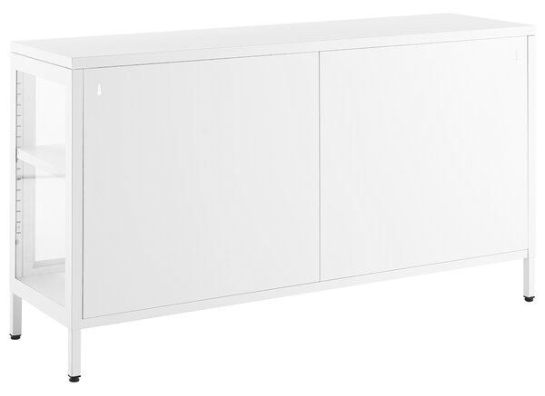 Prosklená komoda NEWPORT Kov 115 cm Bílá