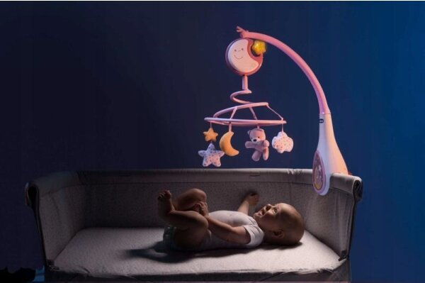 Chicco - Kolotoč nad postýlku s melodií 3v1 NEXT2DREAMS 3xAA růžová