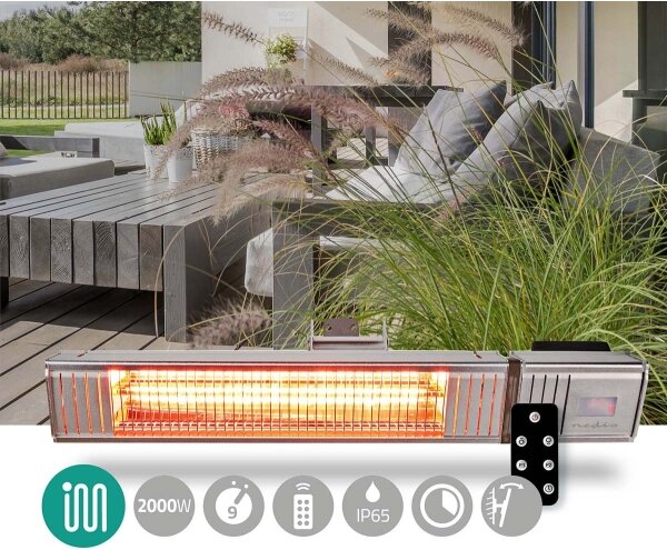 Nedis HTPA30ESS - Venkovní elektrické topné těleso 2000W/230V IP65 + DO
