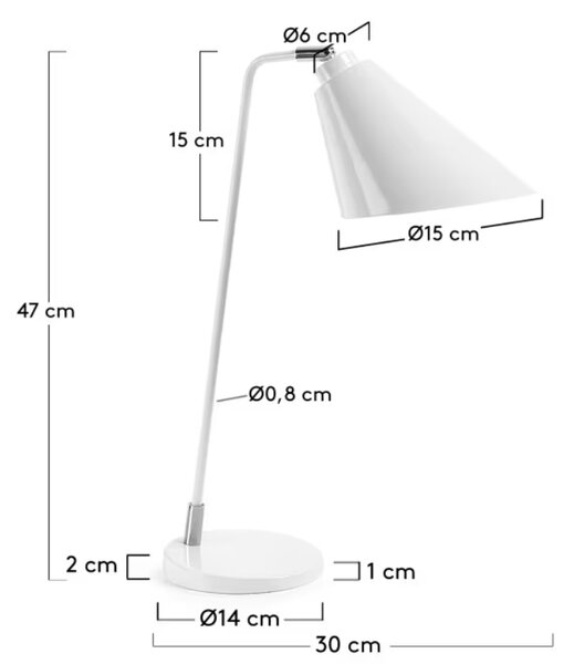 Bílá kovová stolní lampa Kave Home Tipir