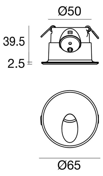 Linea 85542A70 Quara_R, šedé zápustné LED svítidlo do stěny, 1x2W 2200K, Ø6,2cm, IP65
