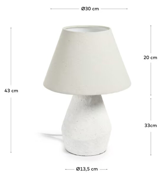 Bílá stolní lampa Kave Home Noara se lněným stínidlem