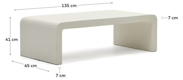 Bílý cementový zahradní konferenční stolek Kave Home Aiguablava 135 x 65 cm