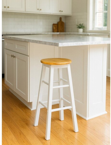 Bílá/v přírodní barvě barová stolička z kaučukového dřeva (výška sedáku 74 cm) Chester – Premier Housewares