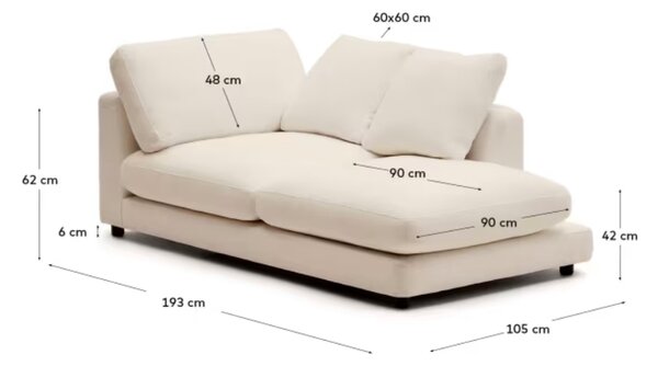 Béžová čalouněná lenoška Kave Home Gala 193 cm, pravá