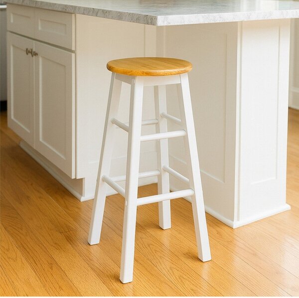 Bílá/v přírodní barvě barová stolička z kaučukového dřeva (výška sedáku 74 cm) Chester – Premier Housewares