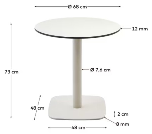 Bílý bistro stolek Kave Home Dina 68 cm