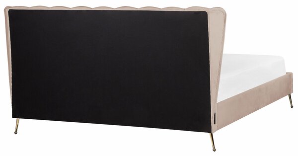 Postel Umělý samet MIRIBEL 180 x 200 cm Taupe