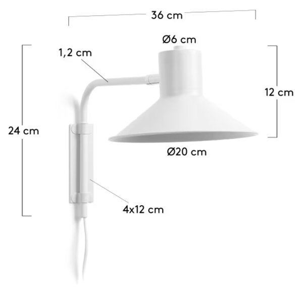 Bílé kovové nástěnné světlo Kave Home Aria 36 cm