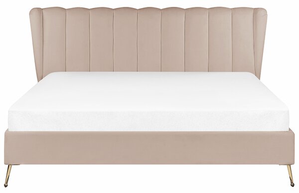 Postel Umělý samet MIRIBEL 180 x 200 cm Taupe