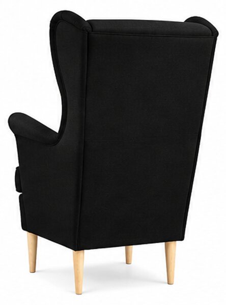 Relaxační křeslo, ušák, dřevo/kov/textil, 102x80x66 cm, nohy světlé/černá, Dekorino MALENA