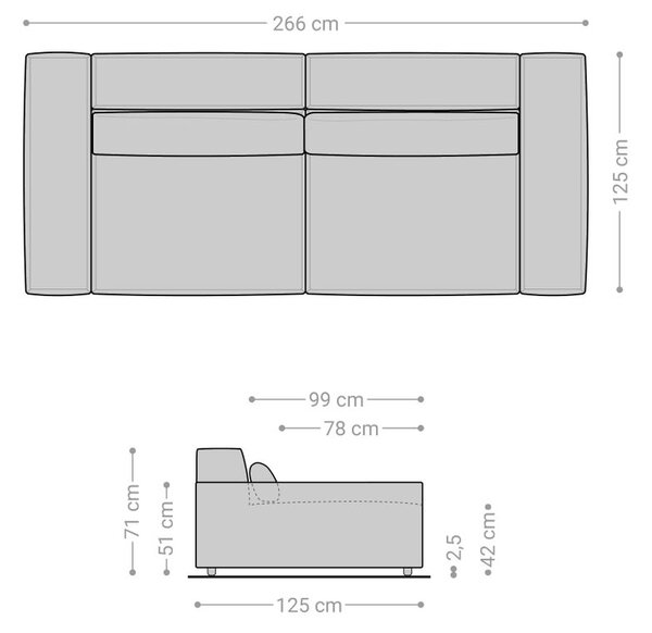 DELIFE Pohovka XL Sirpio 270x130 cm mikrovlákno černá