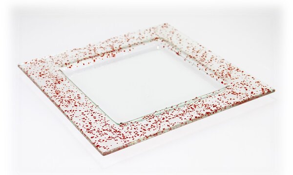 BDK-GLASS Skleněný talíř DROP 25x25cm červený