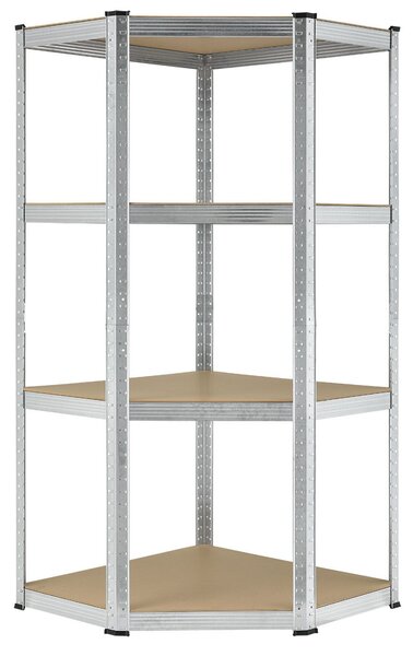 Juskys Rohový regál - 160x75x40-75 cm - stříbrný