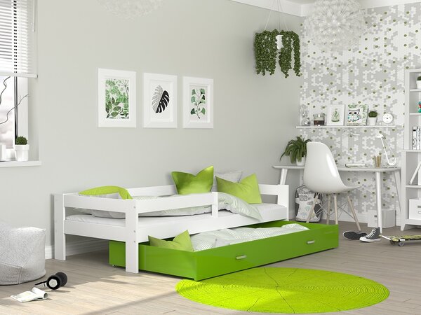 AJK Dětská postel Sára bílá/zelená Velikost spací plochy: 160x80