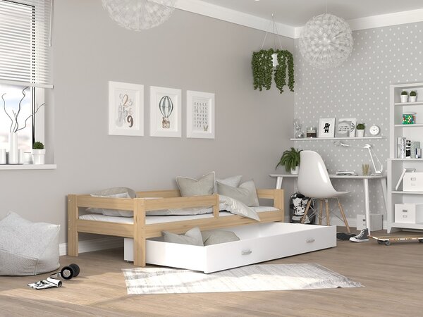 AJK Dětská postel Sára - přírodní / bílá Velikost spací plochy: 160x80