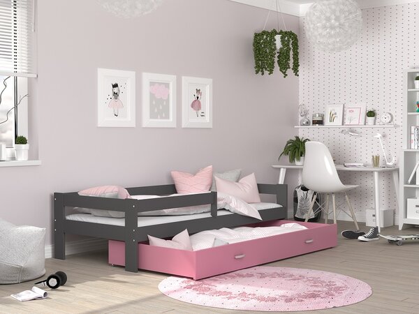AJK Dětská postel Sára šedá/růžová Velikost spací plochy: 160x80