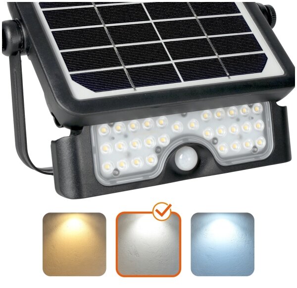 LED Solární reflektor se senzorem LED/5W/3,7V 4000K IP65 3000 mAh
