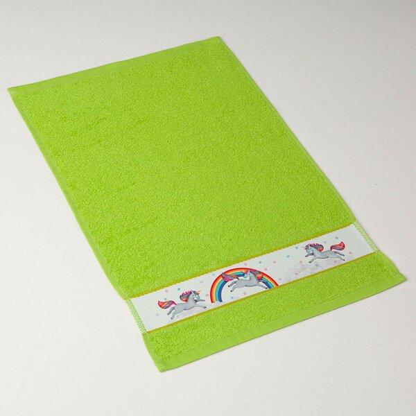 Dětský ručník Veba RUJANA Jednorožec tisk sytá zelená Velikost: 30x50 cm