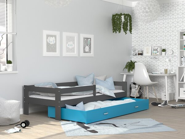 AJK Dětská postel Sára šedá/modrá Velikost spací plochy: 160x80