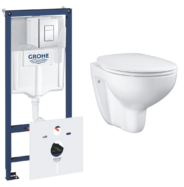Sada podomítkový WC modul Grohe Rapid SL 38827000, WC mísa se sedátkem s pomalým sklápěním Grohe Bau Ceramic 39351000