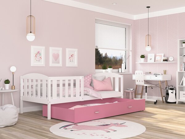 AJK Dětská postel Jakub P - bílá/růžová Velikost spací plochy: 160x80