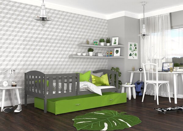 AJK Dětská postel Jakub P - šedá/zelená Velikost spací plochy: 160x80