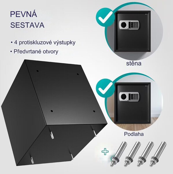 Deuba Bezpečnostní trezor Defer Plus - 35x40x40cm černý