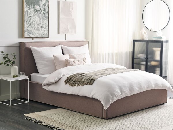 Postel s úložným prostorem Tkanina MOISSAC 160 x 200 cm Taupe