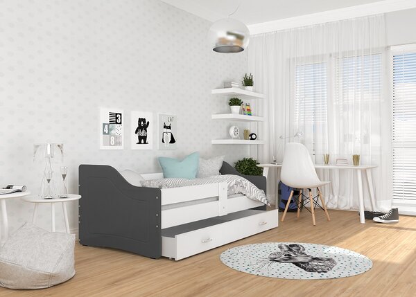AJK Dětská postel Jirka - šedá/bílá Velikost spací plochy: 140x80, Matrace: ne