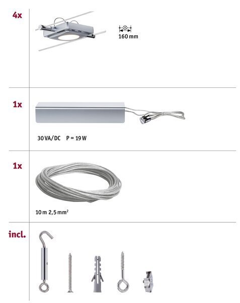 Paulmann 94107 MacLED, lankové LED osvětlení, 4x4W LED 2700K, délka 500cm