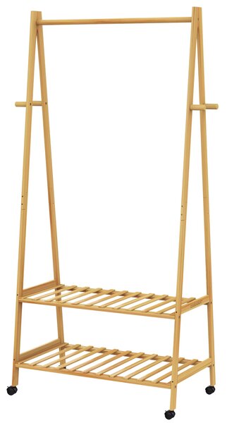 Deuba Věšák na oblečení s kolečky 155x70x45cm - bambus