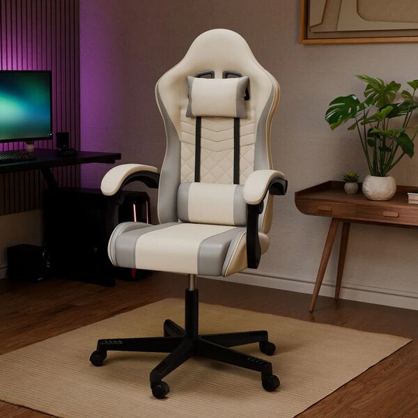 Juskys Kancelářská židle HyperSeat - béžová/šedá