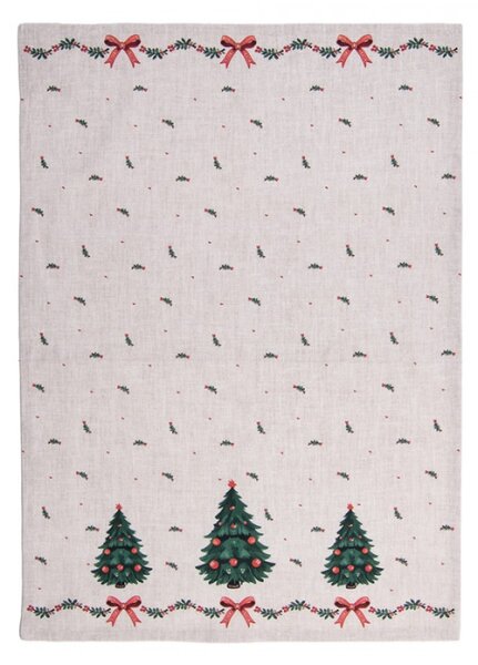 Béžová bavlněná utěrka s tradičním vánočním motivem Traditional Christmas Harmony – 50x70 cm