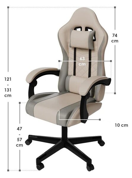 Juskys Kancelářská židle HyperSeat - béžová/šedá