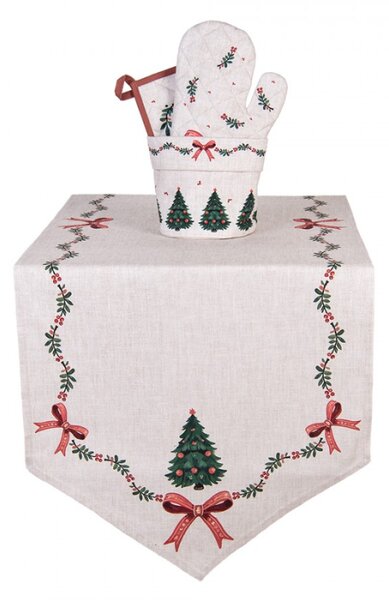 Bavlněný stolní běhoun s tradičním vánočním motivem Traditional Christmas Harmony – 50x160 cm