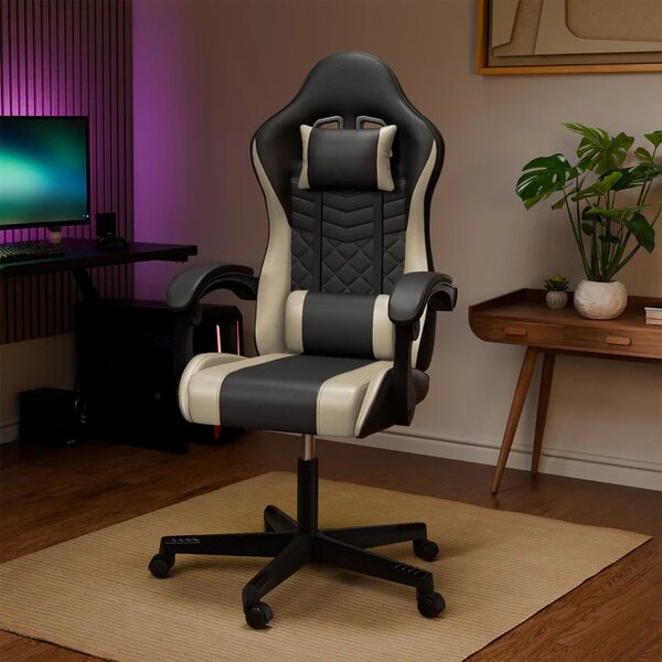 Juskys Kancelářská židle HyperSeat - černá/béžová