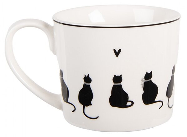 Bílý porcelánový hrneček s kočičkami a srdíčkem Paws – 275 ml