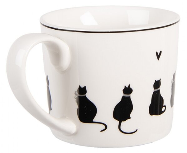Bílý porcelánový hrneček s kočičkami a srdíčkem Paws – 275 ml