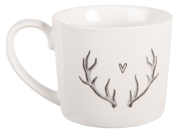 Porcelánový hrneček s parohy a srdíčkem Natural Winter Vibes – 275 ml