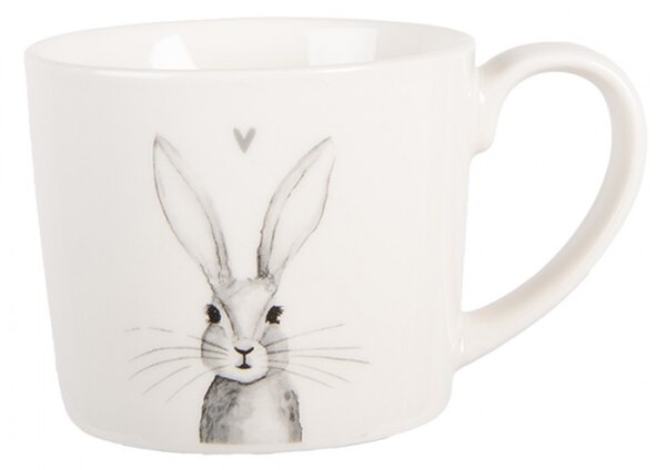 Bílý porcelánový hrneček s motivem zajíčka Rustic Bunny – 275 ml